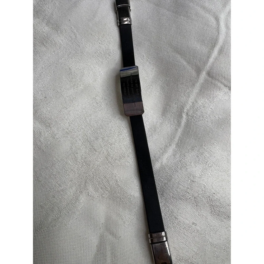 Mens Stainless Steel Black Rubber ID Bracelet To My Dad Youll Always Be My Hero